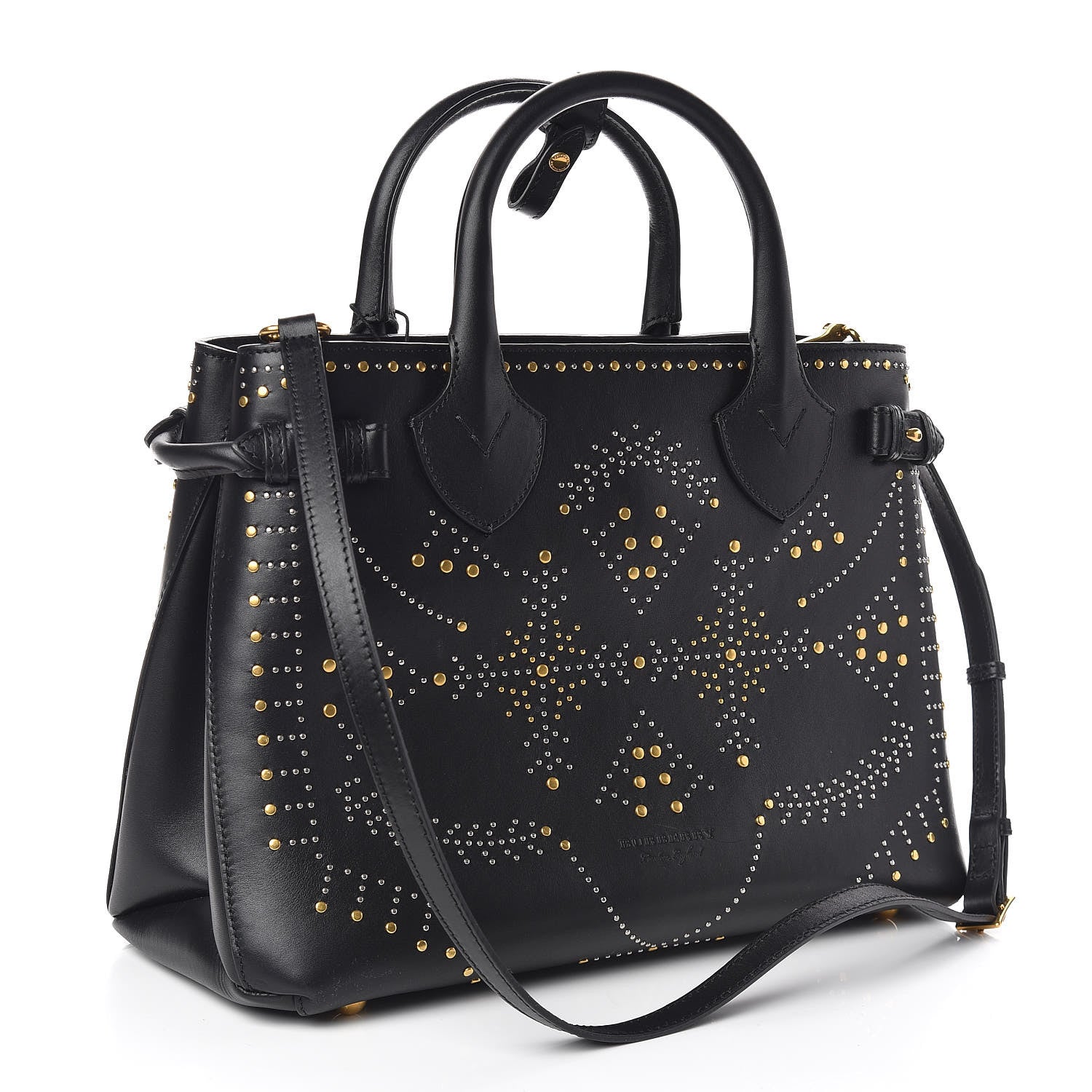 Burberry Smooth Calfskin Riveted Medium Banner Tote Black 3 of 10