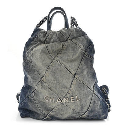 Chanel Denim Quilted Chanel 22 Backpack Blue 1 of 10