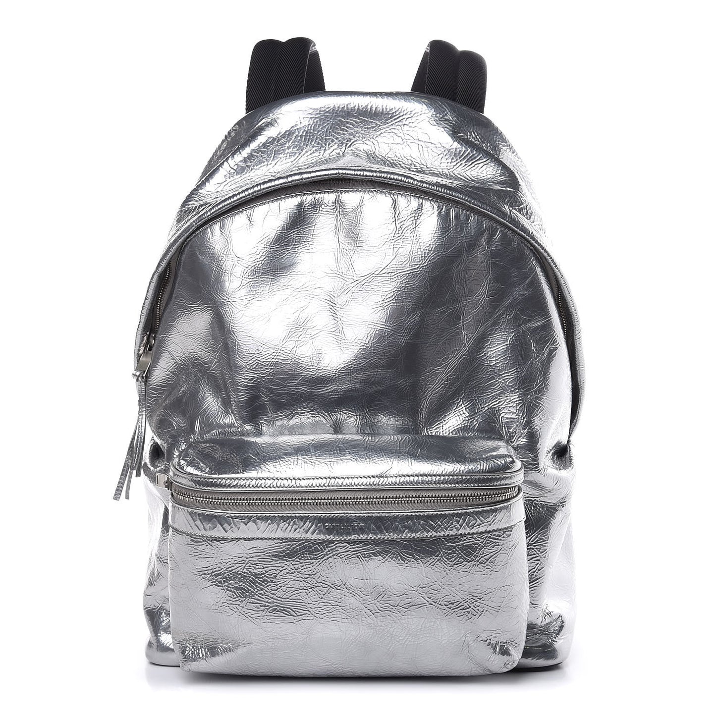 Textured Patent City Backpack Argent