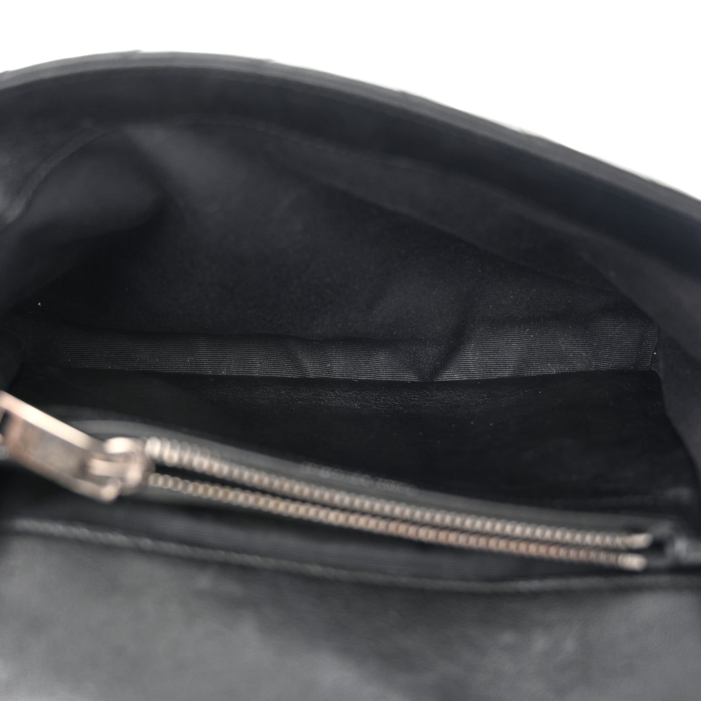 Sheepskin Matelasse Chevron Monogram Medium College Bag Black