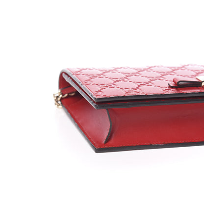 Gucci Guccissima Signature Bowy Chain Wallet Hibiscus Red 6 of 8