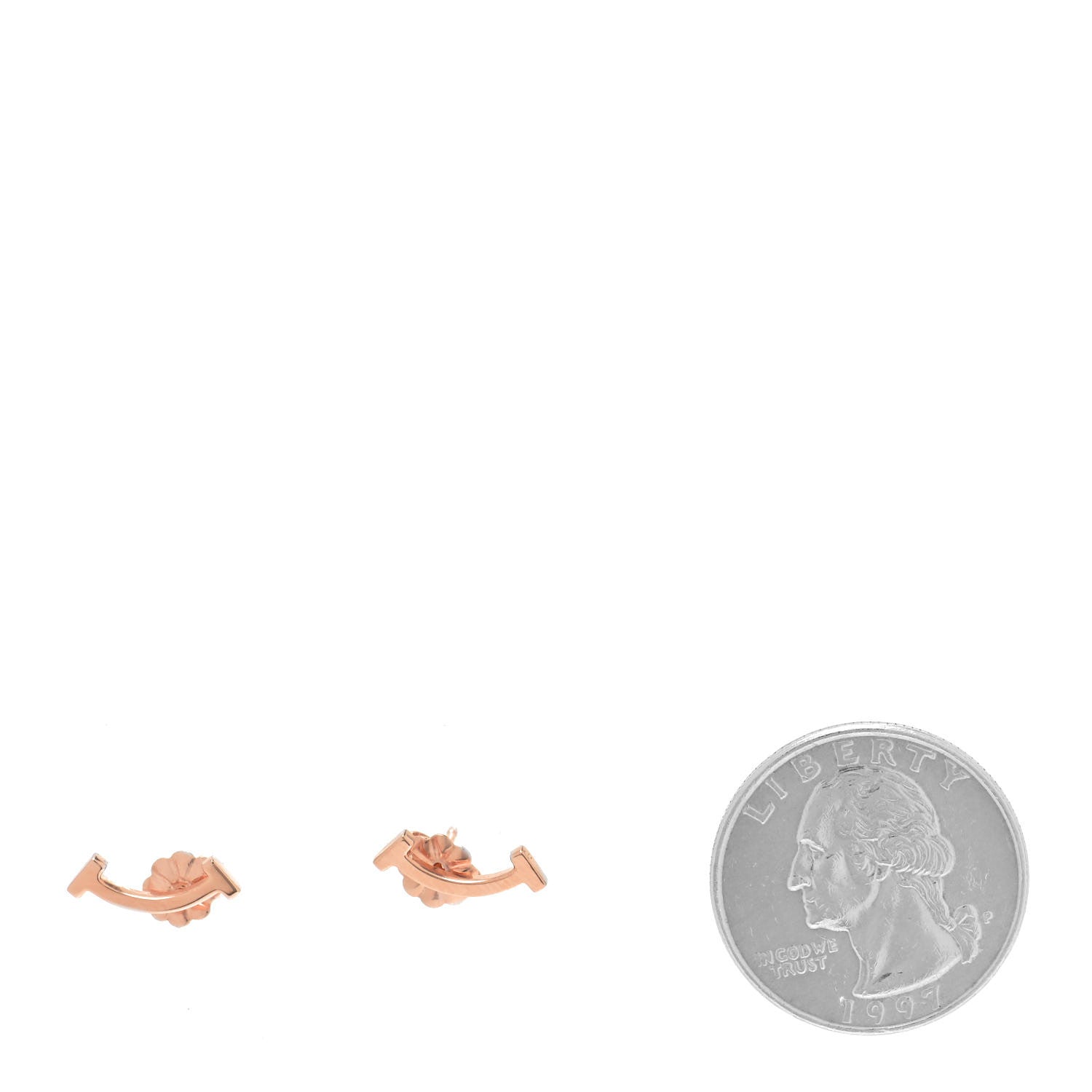 Tiffany 18K Rose Gold T Smile Stud Earrings 2 of 6
