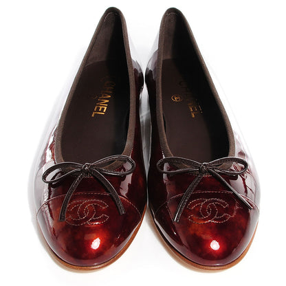 Chanel Patent Classic CC Cap Toe Ballerina Flats 40 Marron Bronze 2 of 7