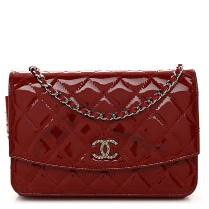 Chanel Patent Quilted Brilliant Wallet On Chain WOC Red 1 of 21