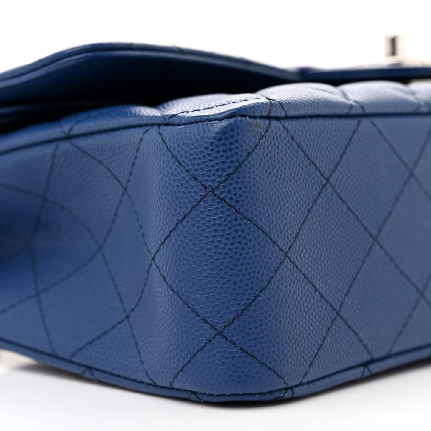 Caviar Quilted Medium Double Flap Blue