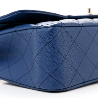 Chanel Caviar Quilted Medium Double Flap Blue 9 of 10