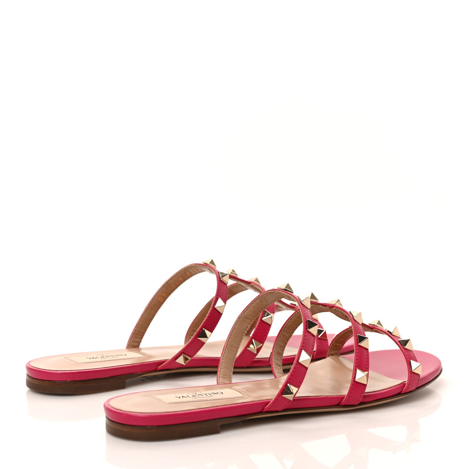 Valentino Garavani Nappa Rockstud Caged Flat Slide Sandals 37 Magenta 4 of 10