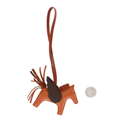 Hermes Milo Lambskin Grigri Rodeo Pegase Horse Bag Charm PM Pain D'epice Sienne Moka 2 of 4