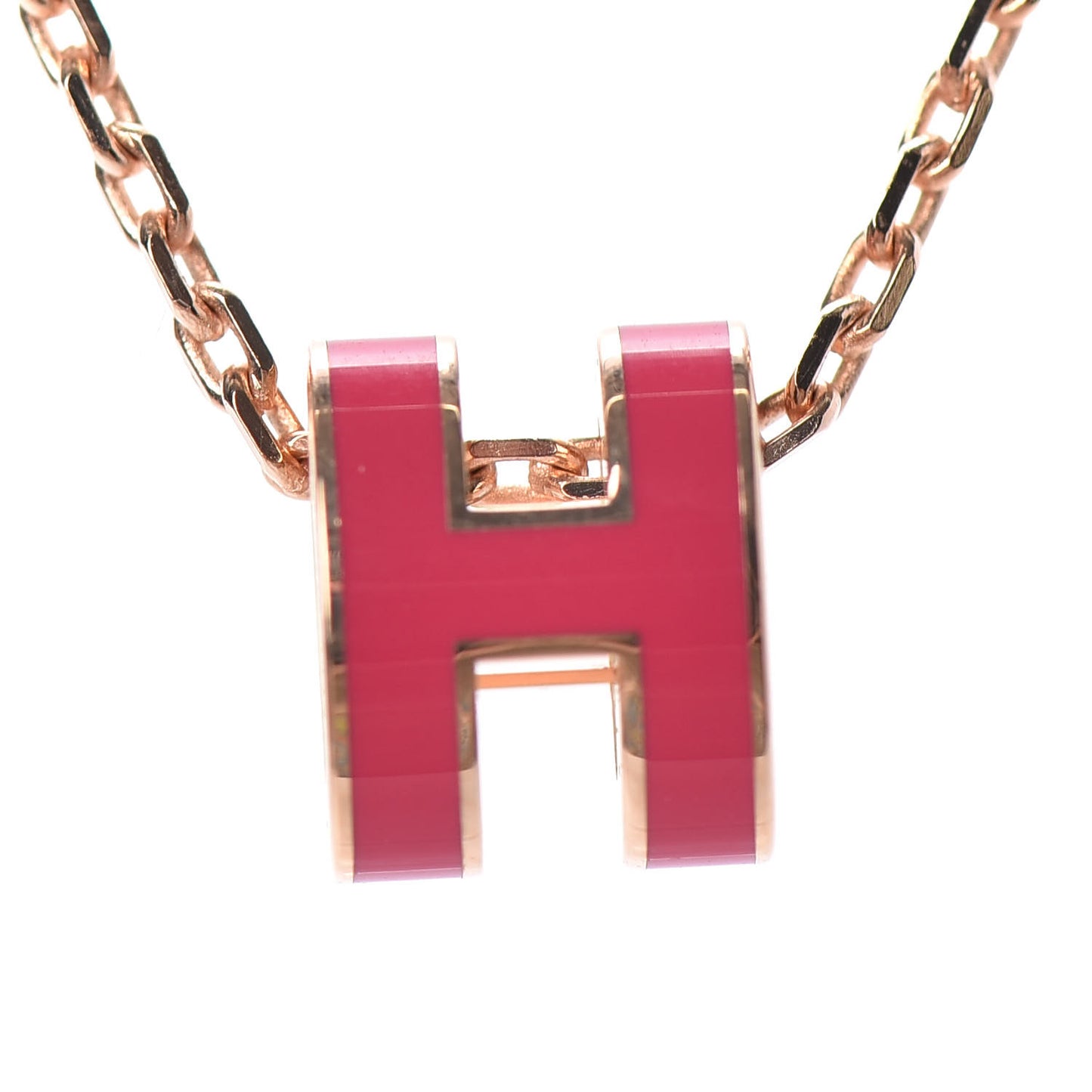 Lacquered Rose Gold Mini Pop H Pendant Necklace Rose Extreme