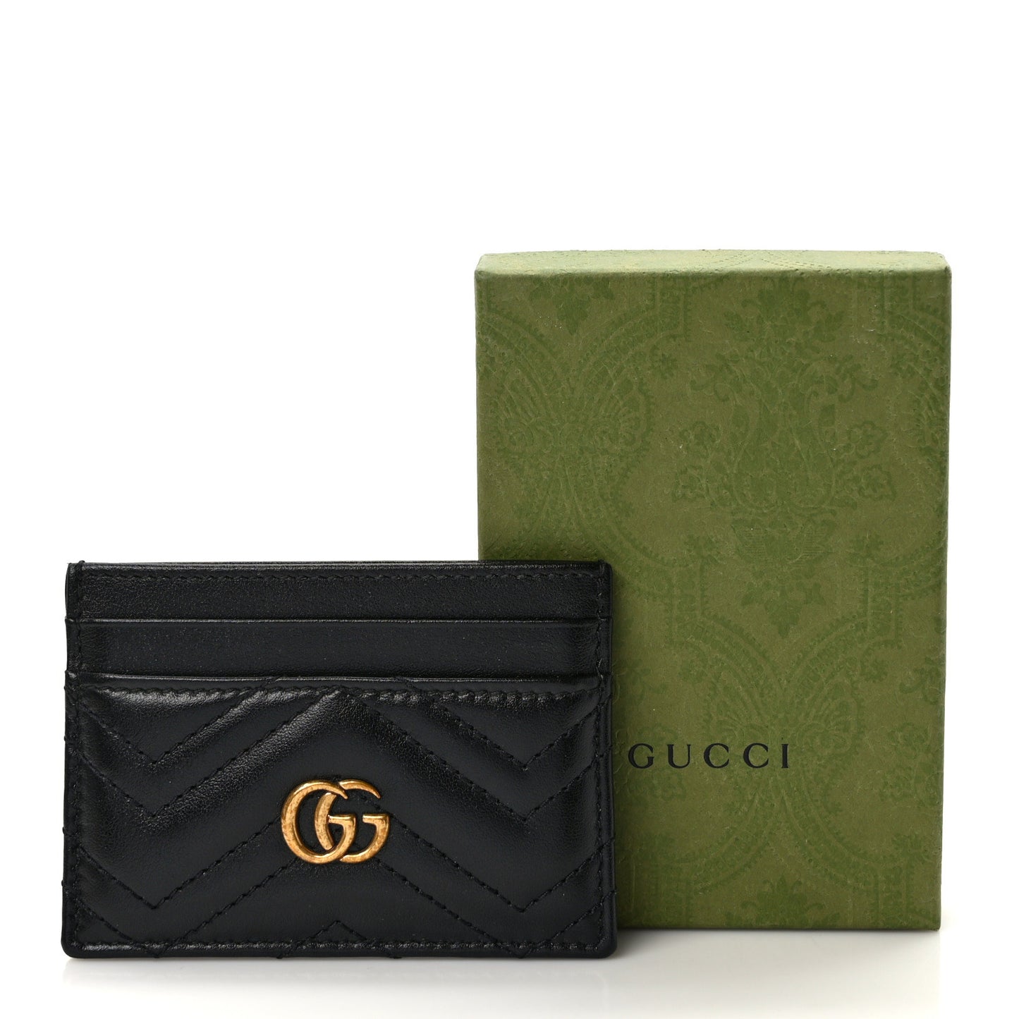 Calfskin Matelasse GG Marmont Card Holder Black