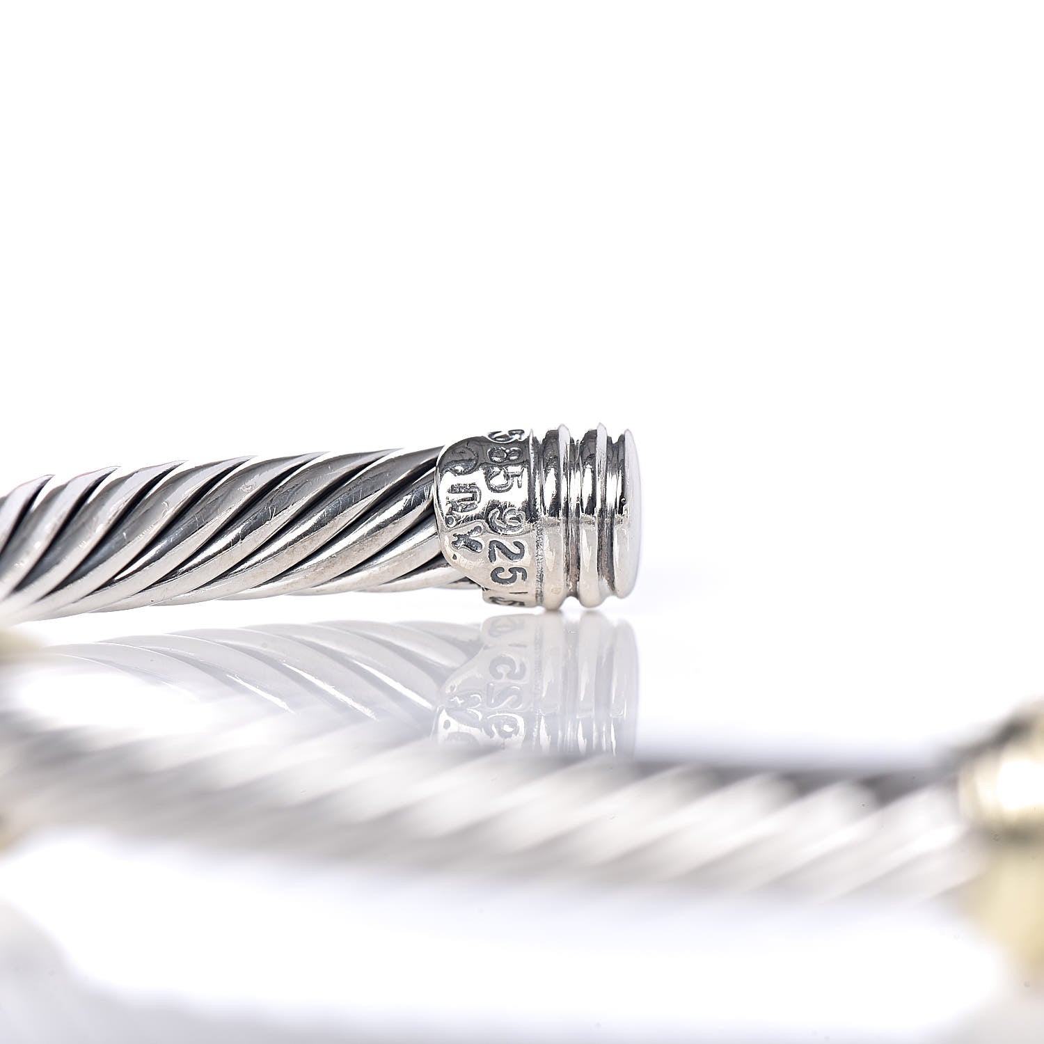 David Yurman Sterling Silver 14K Yellow Gold 5mm Cable Classics Two Station Bracelet 4 of 5