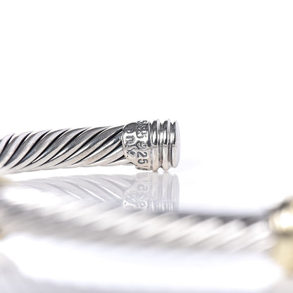David Yurman Sterling Silver 14K Yellow Gold 5mm Cable Classics Two Station Bracelet 4 of 5