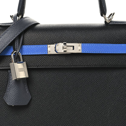Hermes Epsom Tri-Color Kelly Sellier 25  Black Ardoise Bleu Zanzibar 8 of 13