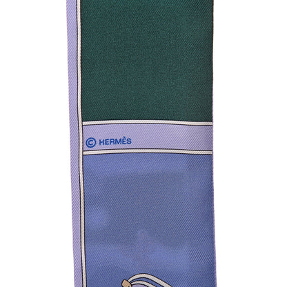 Hermes Silk Camails Twilly Scarf Lavande Vert Bleu 4 of 4