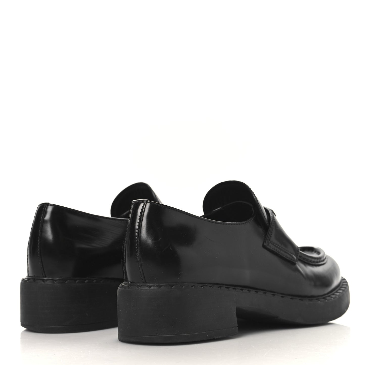 Spazzolato Metal Triangle Logo Pointy 50mm Loafers 37.5 Black