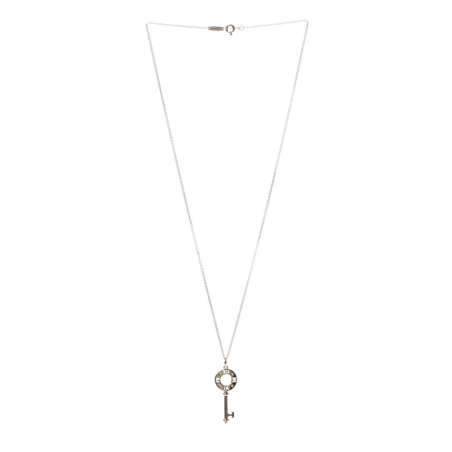 18K Rose Gold Diamond Atlas Pierced Key Pendant Necklace