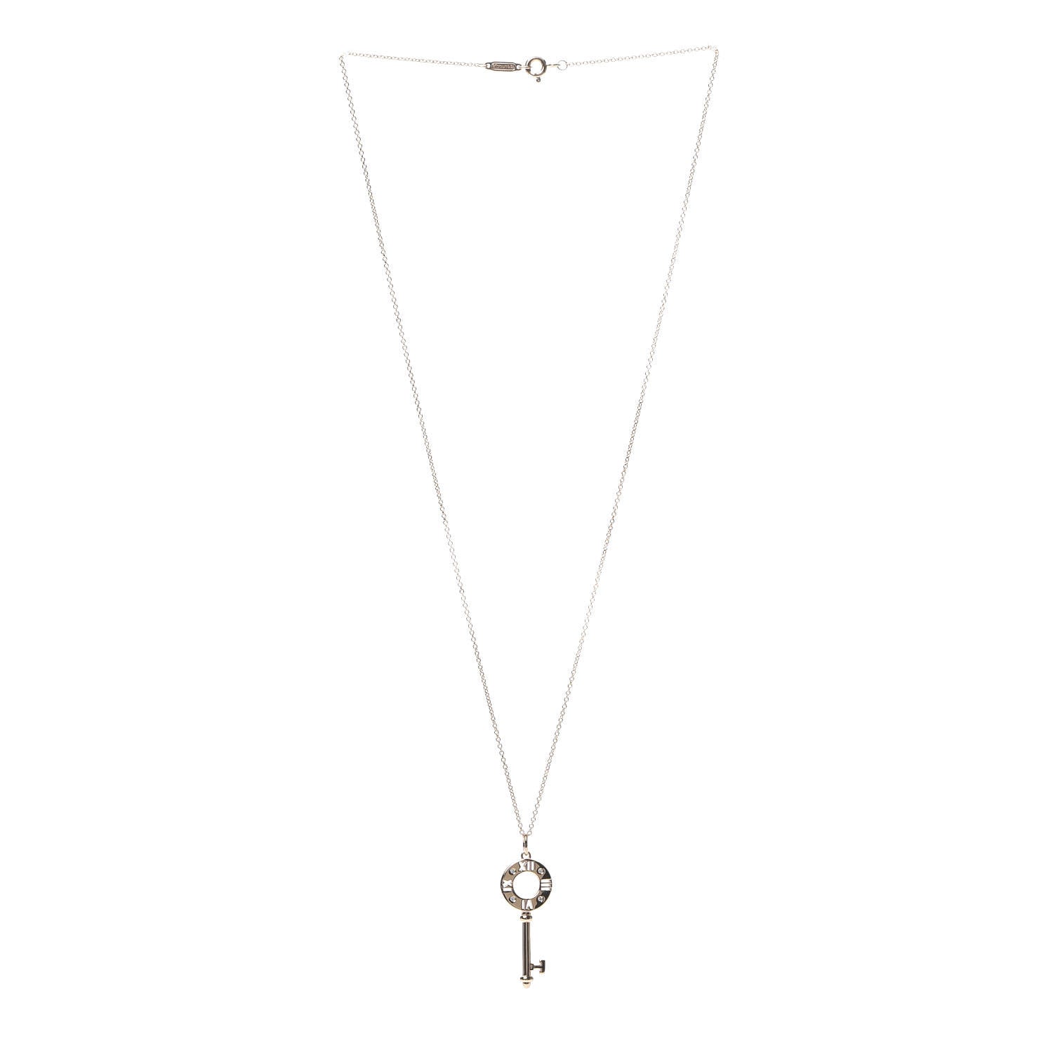 Tiffany 18K Rose Gold Diamond Atlas Pierced Key Pendant Necklace 3 of 6