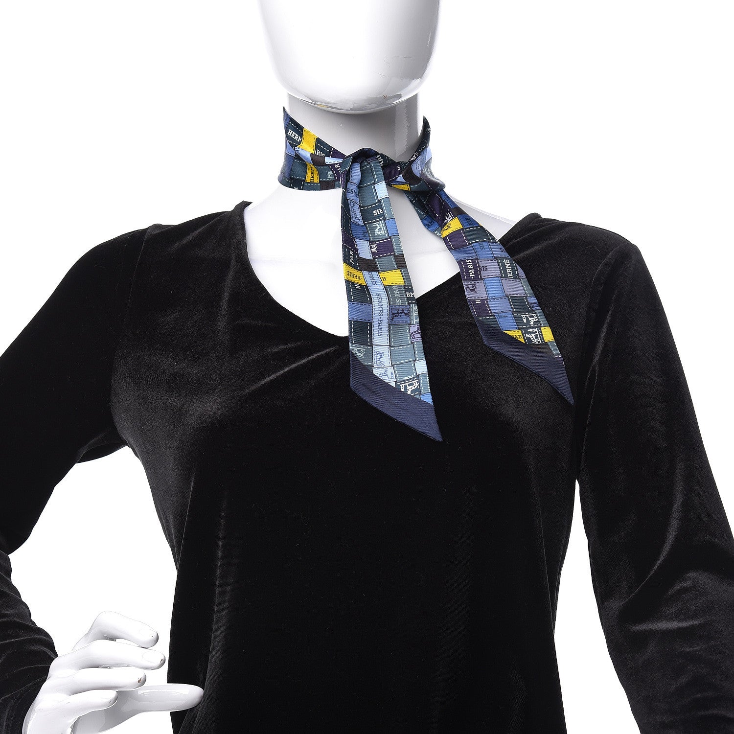 Hermes Silk Bolduc Au Carre Twilly Vert Bleu Jaune Vif 2 of 5