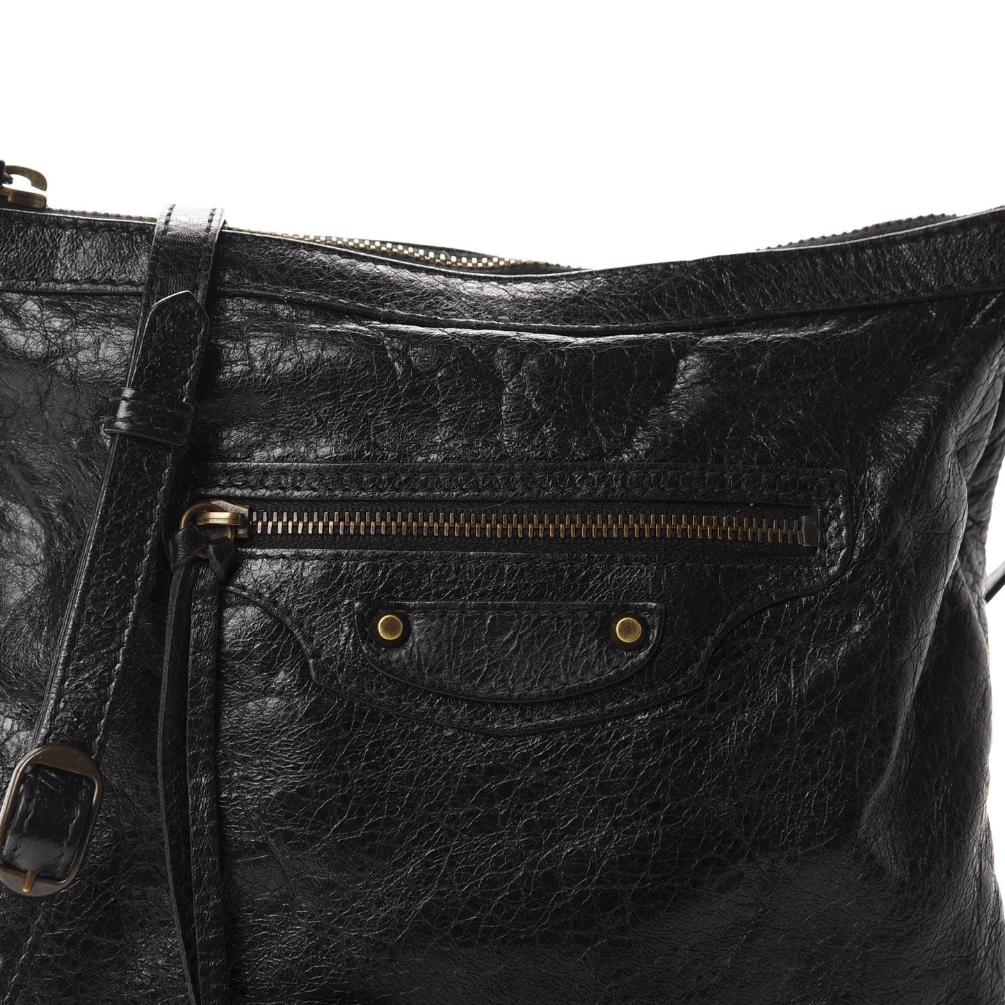 Agneau Classic Hardware Flat Crossbody Black
