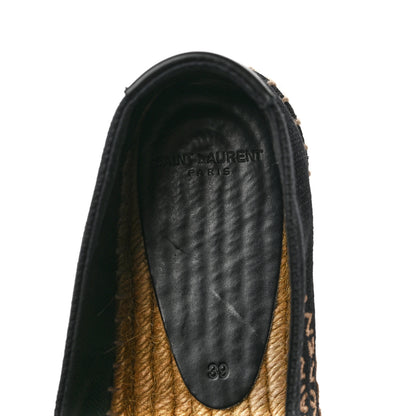Saint Laurent Canvas Nappa Elba Light Logo Embroidered Espadrilles 39 Black 9 of 10