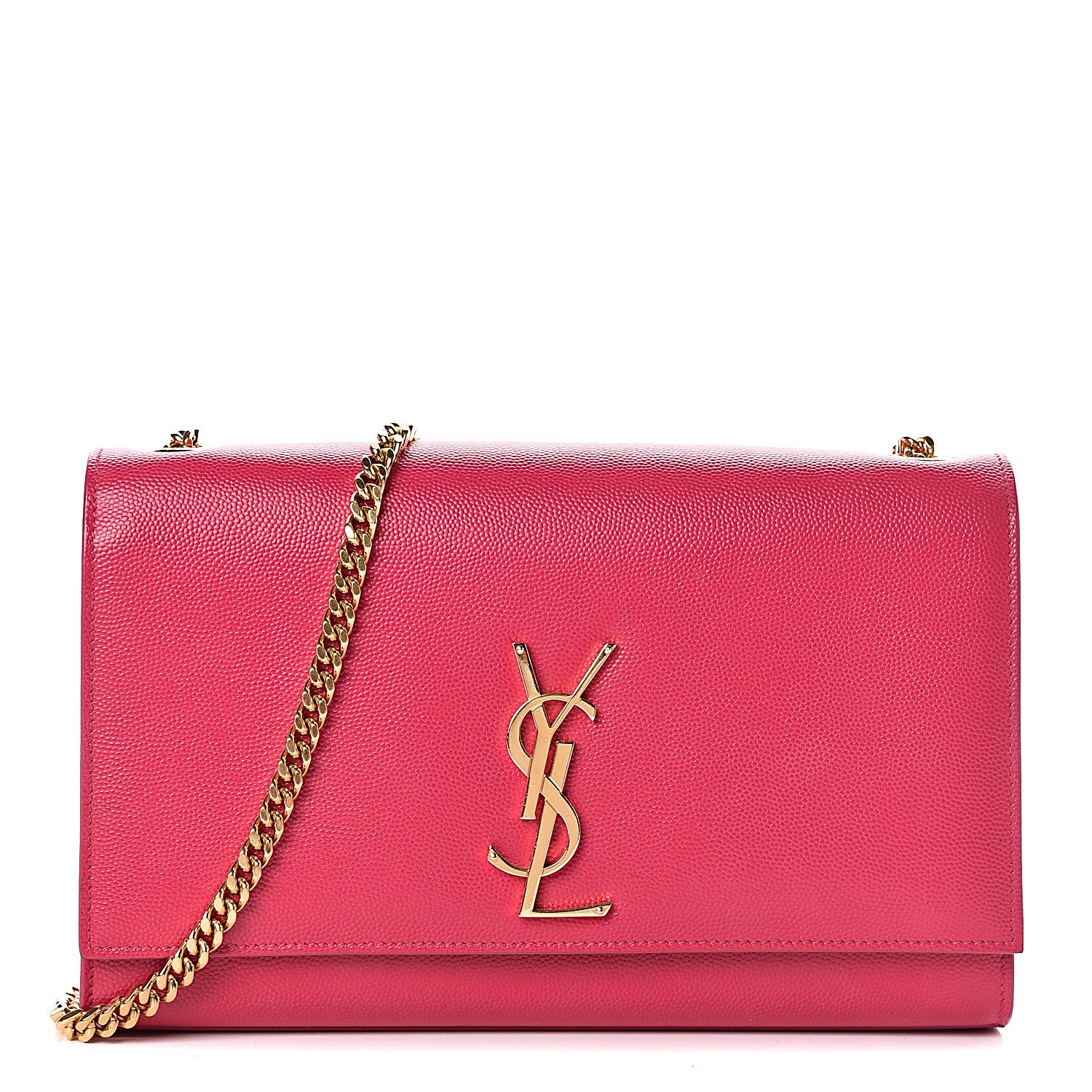 Saint Laurent Grain De Poudre Medium Monogram Kate Satchel Lipstick Fuchsia 2 of 10