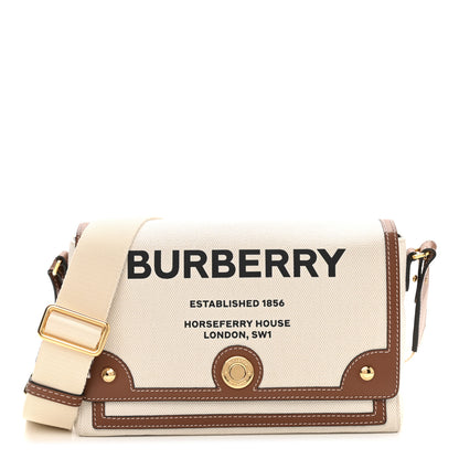 Burberry Canvas Horseferry Print Note Crossbody Bag Natural Tan 1 of 10