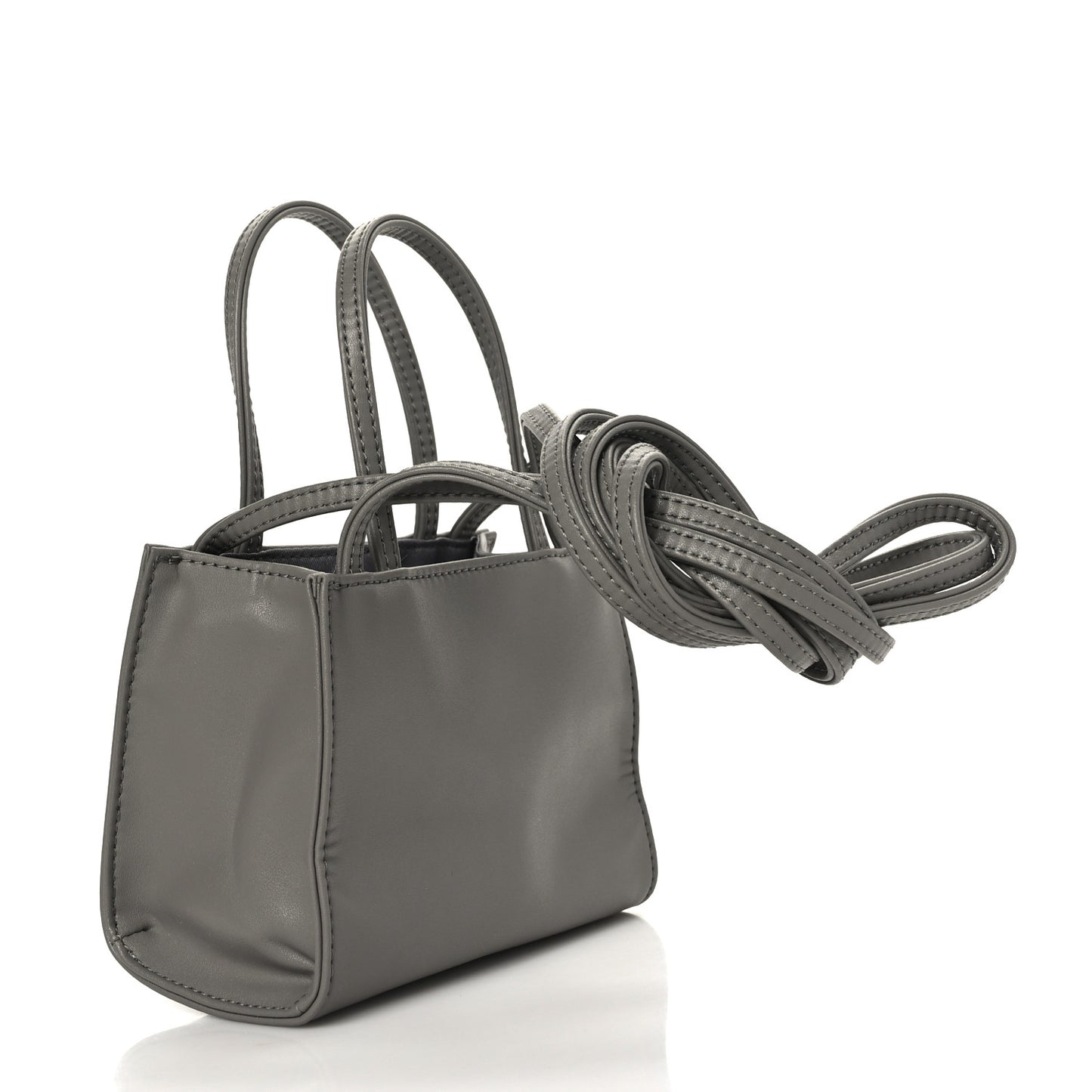 Vegan Leather Small Shopping Bag Grey