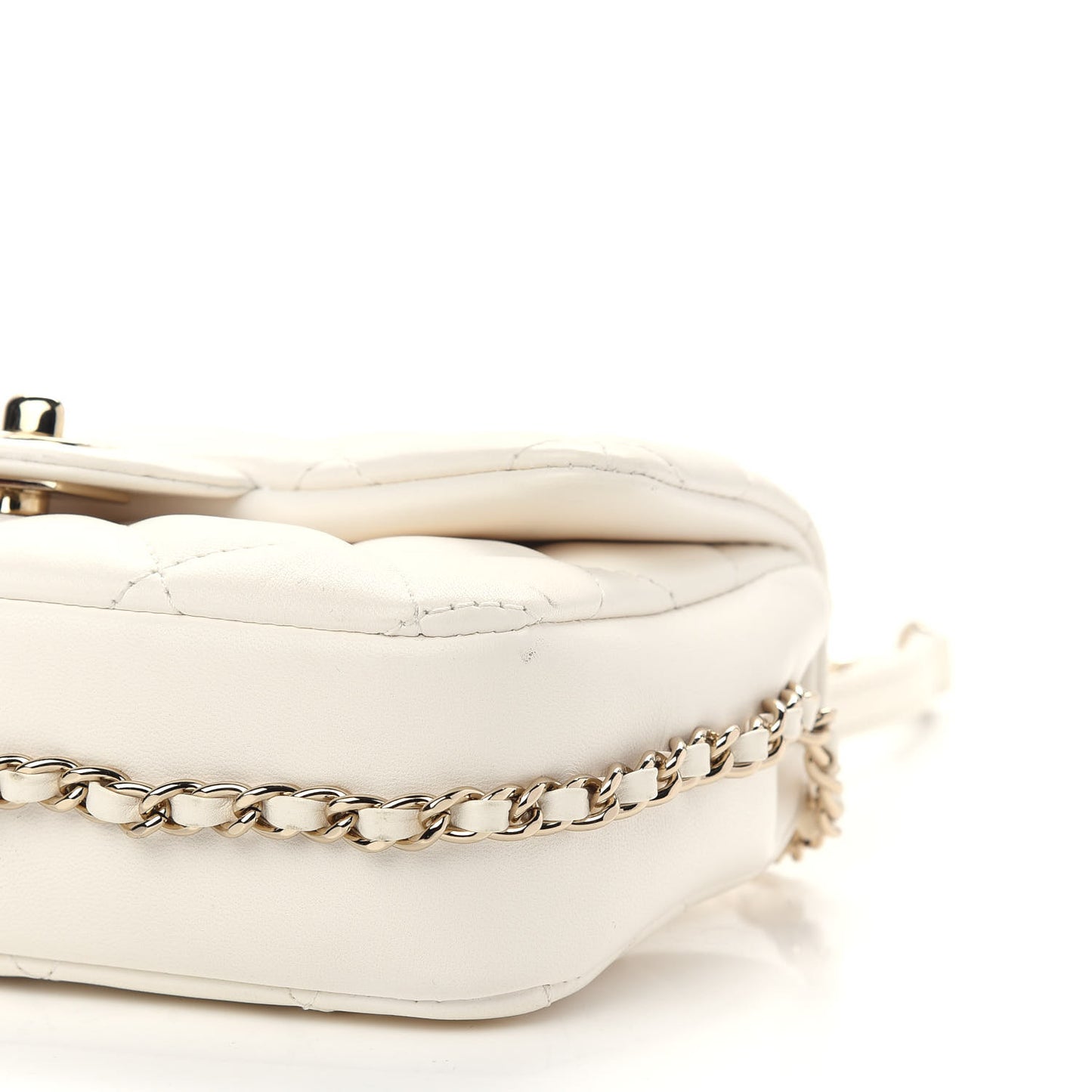 Lambskin Quilted Mini My Precious Flap White