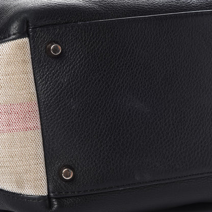 Burberry Grainy Calfskin House Check Small Maidstone Black 9 of 9