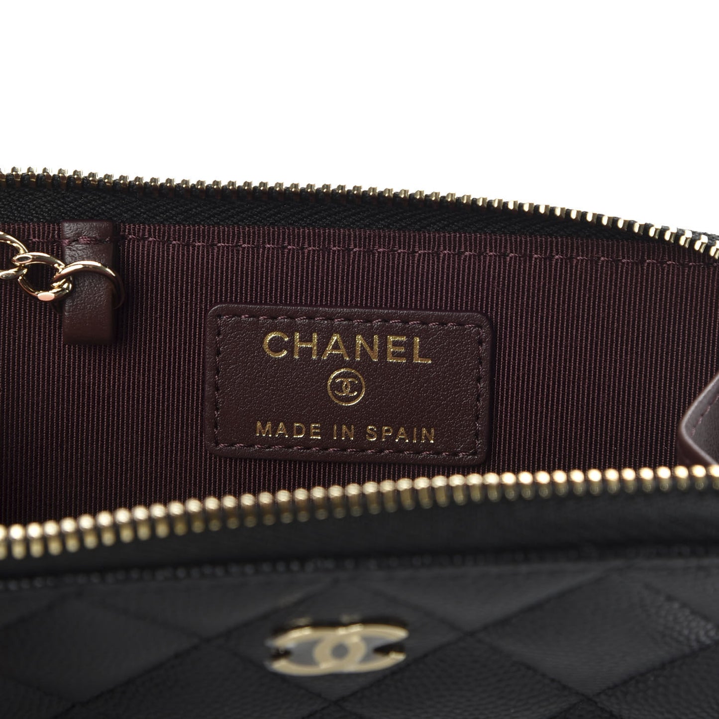 Caviar Quilted Zipped Key Holder Case Black