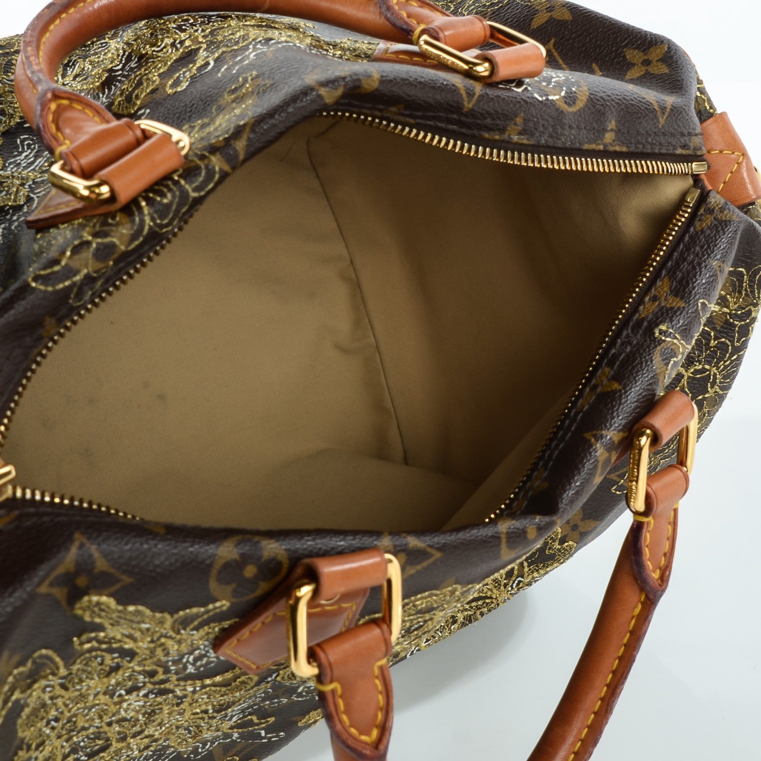 Louis Vuitton Monogram Dentelle Speedy 30 Gold 5 of 7
