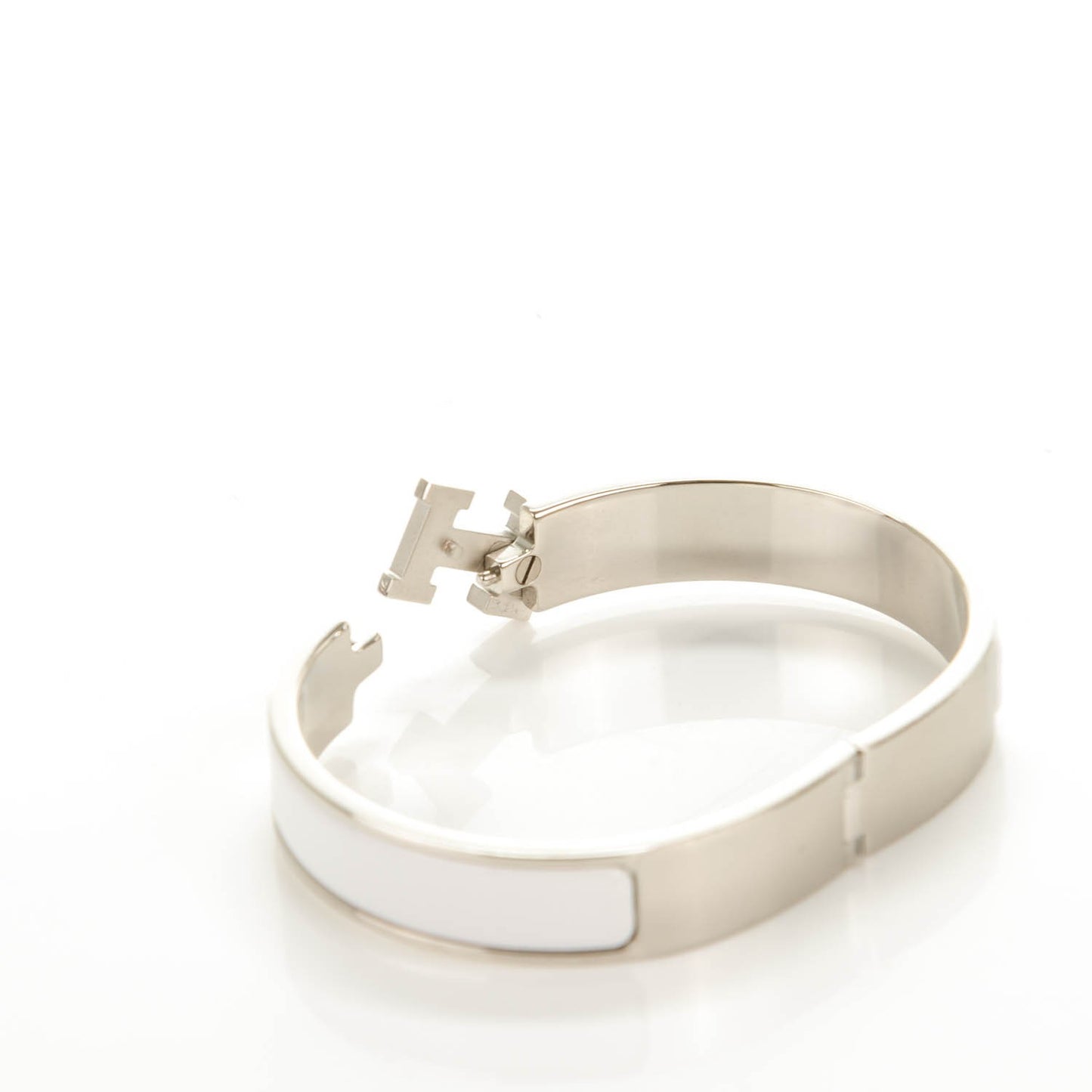 Enamel Narrow Clic Clac H Bracelet GM White