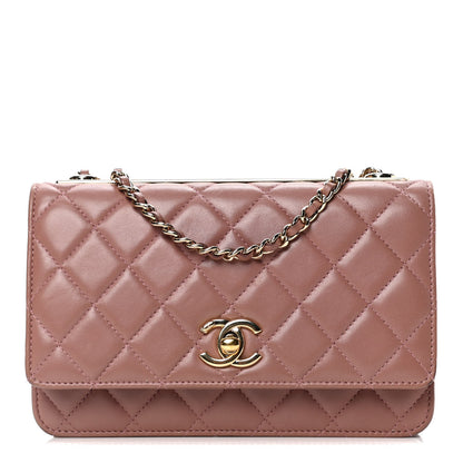 Chanel Lambskin Quilted Trendy CC Wallet On Chain WOC Nude 1 of 5
