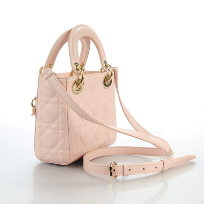Christian Dior Lambskin Cannage Mini Lady Dior Rose Poudre 3 of 9