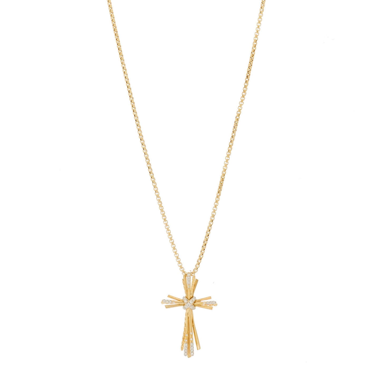18K Yellow Gold Diamond Angelika Cross Pendant Necklace