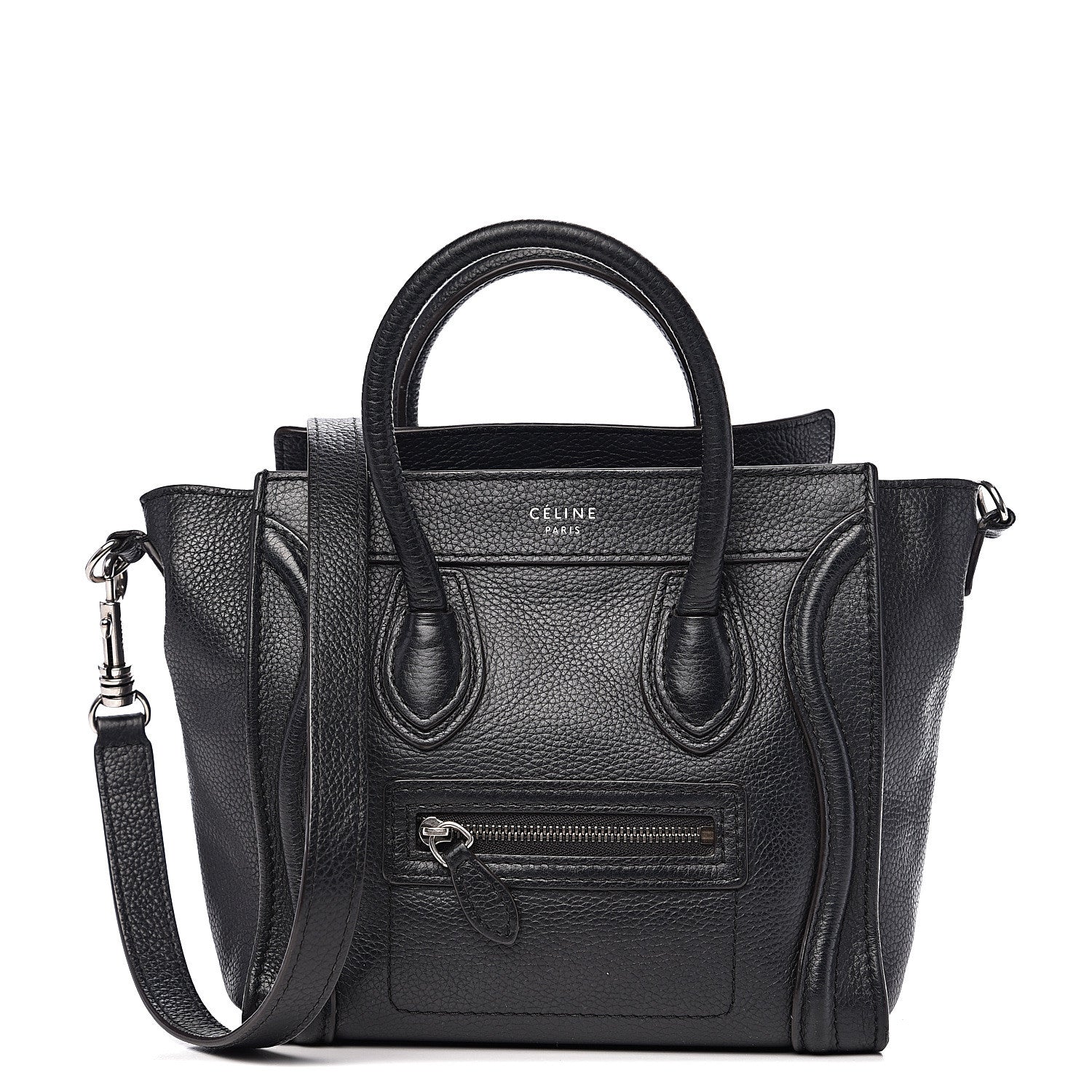 Celine Drummed Calfskin Nano Luggage Black 1 of 9
