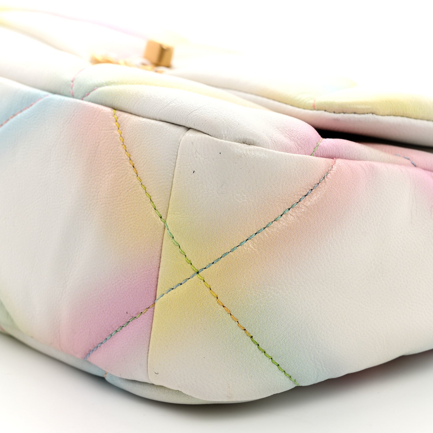 Chanel Printed Goatskin Quilted Medium Chanel 19 Flap White Multicolor 10 of 10