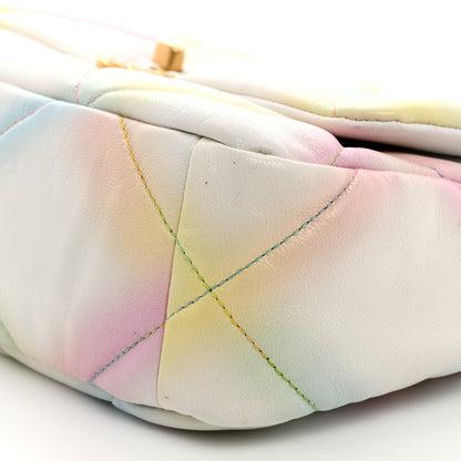 Chanel Printed Goatskin Quilted Medium Chanel 19 Flap White Multicolor 10 of 10