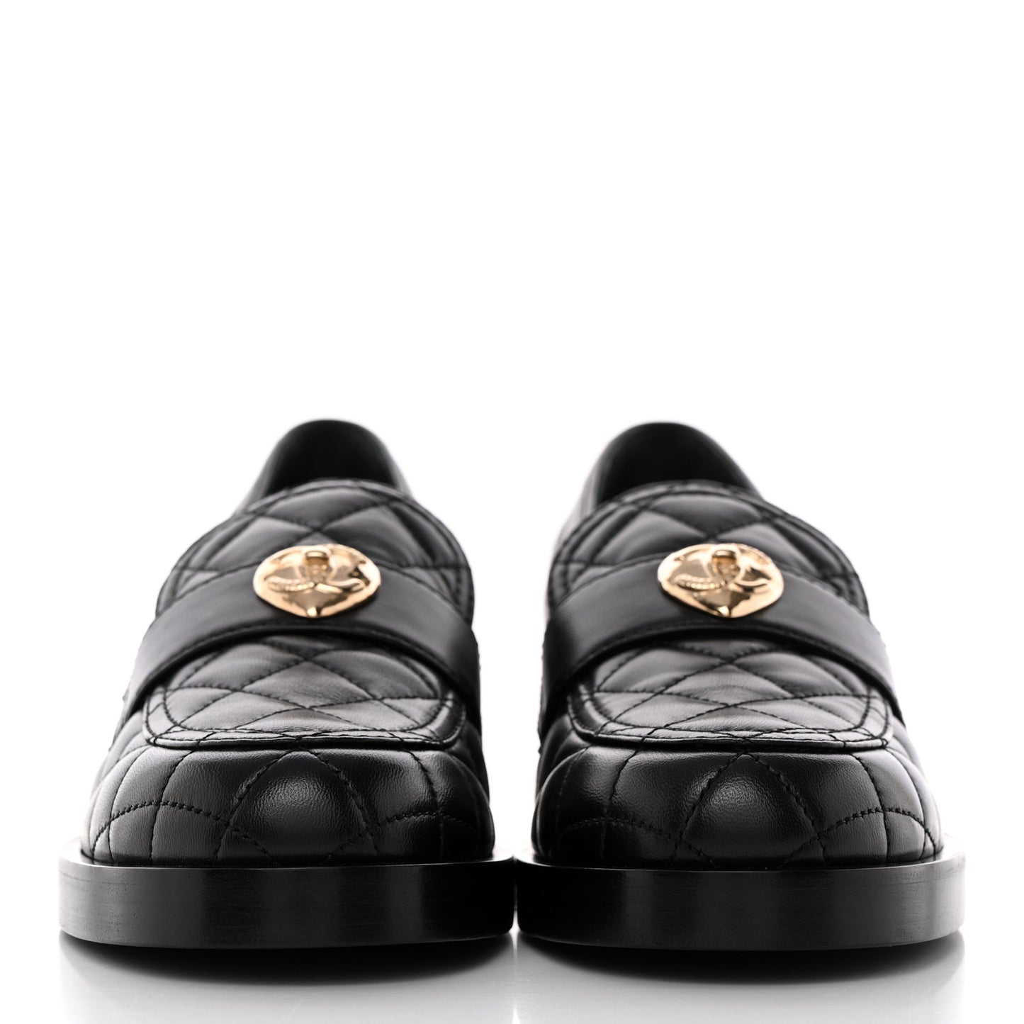 Lambskin Quilted CC Heart Loafers 38 Black