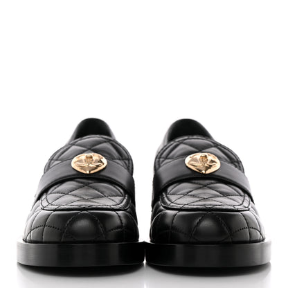 Chanel Lambskin Quilted CC Heart Loafers 38 Black 2 of 14