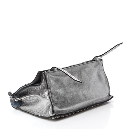 Prada Metallic Glace Calfskin Studded Etiquette Flap Silver 4 of 11