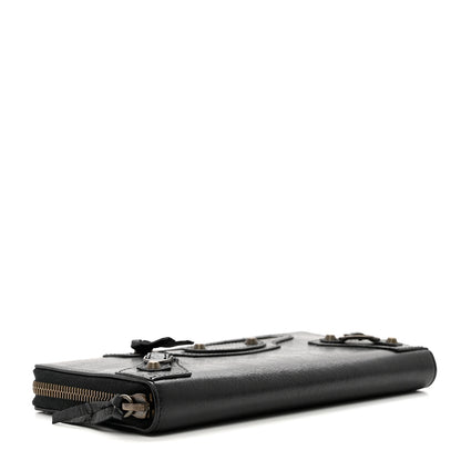 Balenciaga Agneau Classic Hardware Continental Zip Around Wallet Black 4 of 9