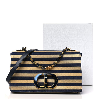 Christian Dior Canvas Striped Cannage Medium Caro Bag Beige Navy 11 of 11