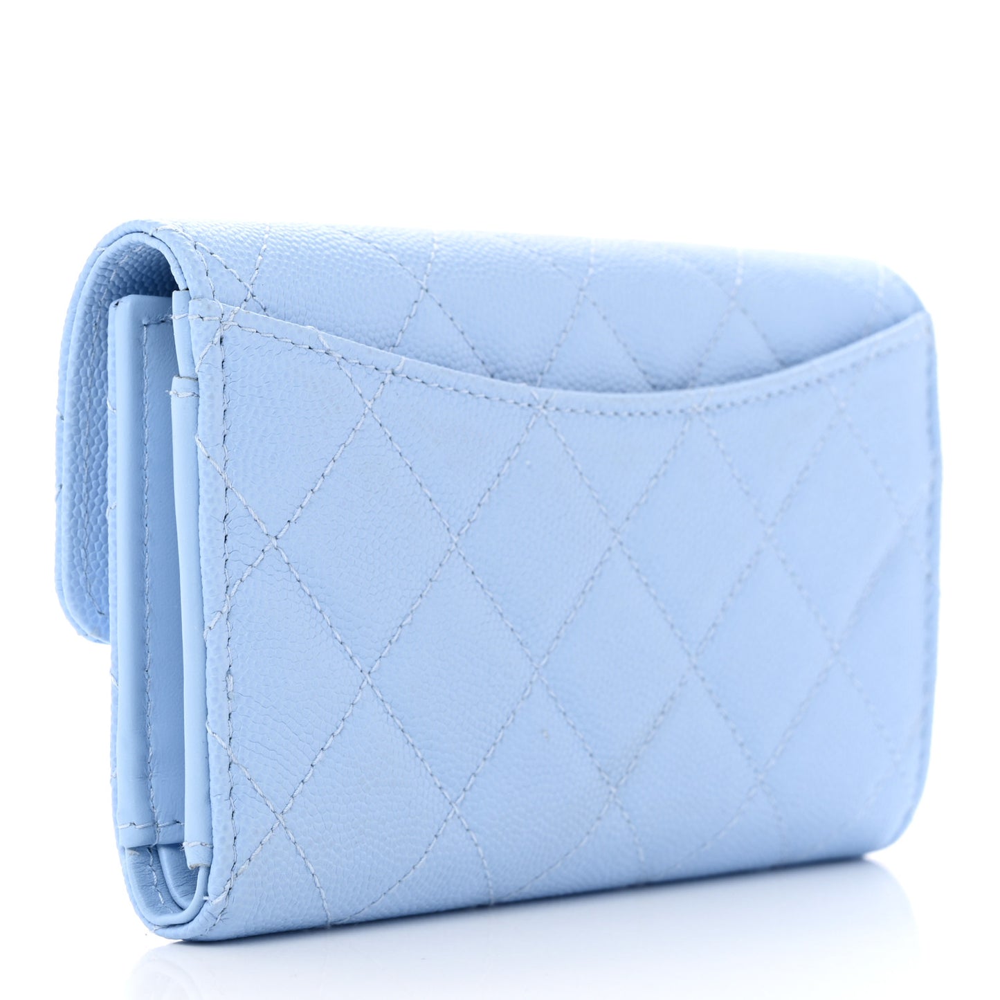 Caviar Quilted Medium Flap Wallet Light Blue