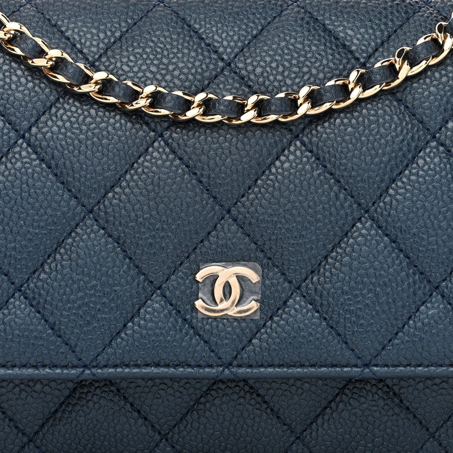 Chanel Iridescent Caviar Quilted Wallet On Chain WOC Blue 8 of 10