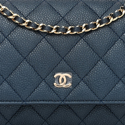 Chanel Iridescent Caviar Quilted Wallet On Chain WOC Blue 8 of 10