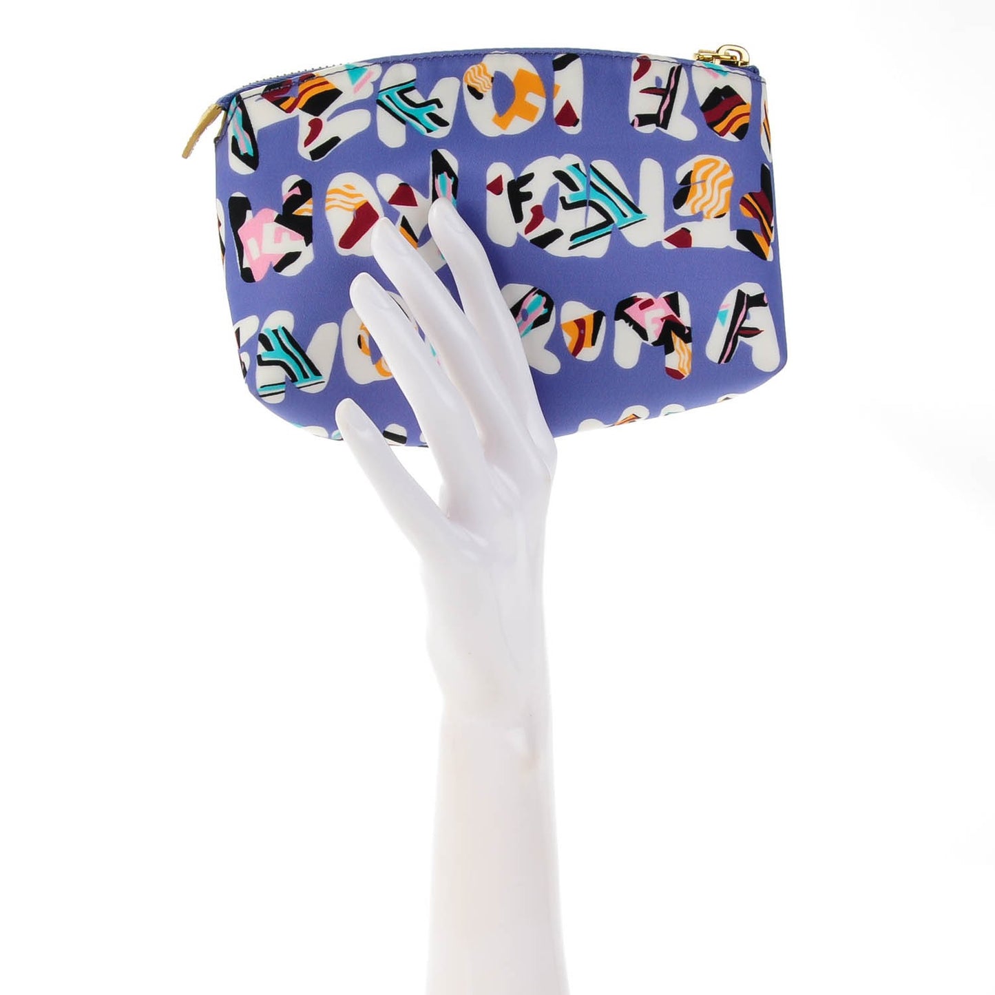 Nylon Roma Print Cosmetic Pouch Cassis Paglia