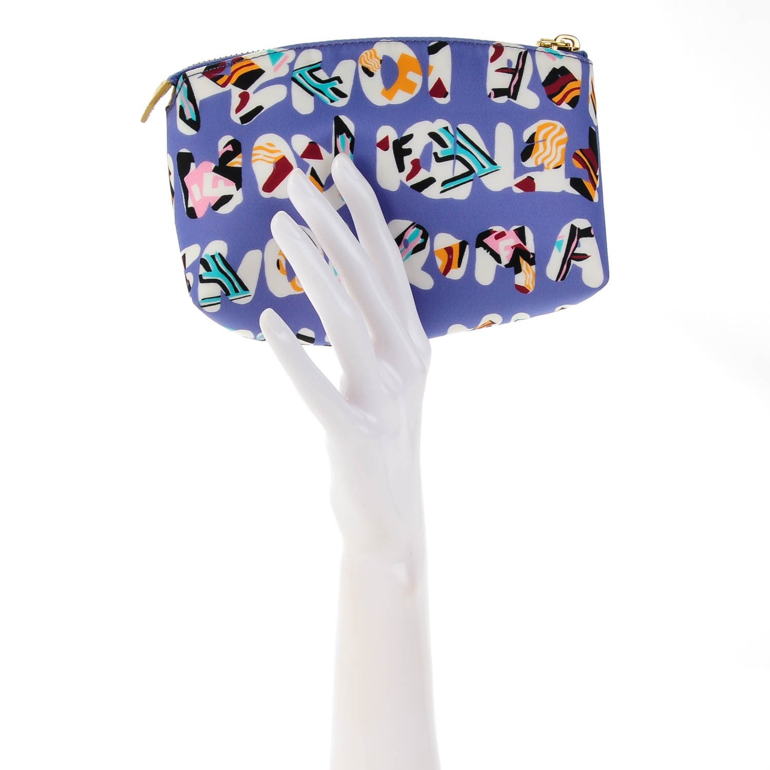 Fendi Nylon Roma Print Cosmetic Pouch Cassis Paglia 2 of 9
