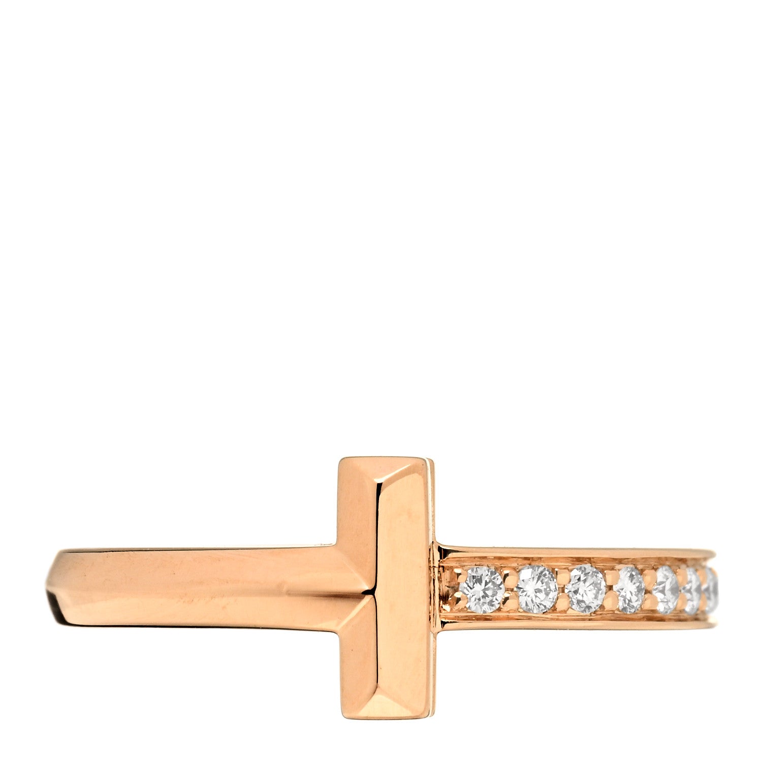 Tiffany 18K Rose Gold Diamond 2.5mm T T1 Ring 49 5 1 of 3