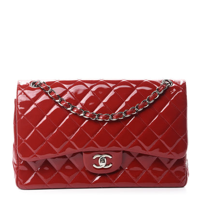 Chanel Patent Quilted Jumbo Double Flap Red 1 of 12